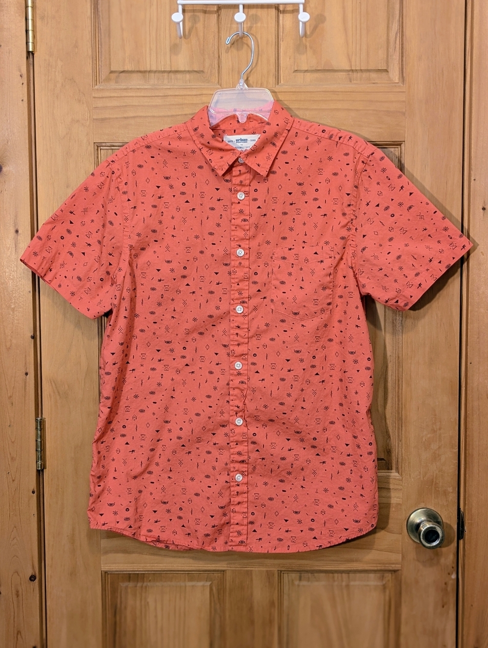 Urban Pipeline Awesomely Soft Ultimate Shirt SS Button Down Aztec Orange Mens LG